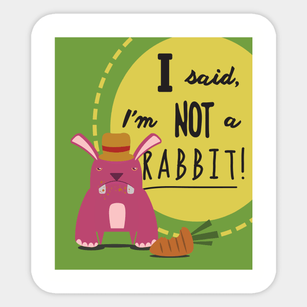 Pink Rabbit Eating an Orange Carrot Sticker by Freid